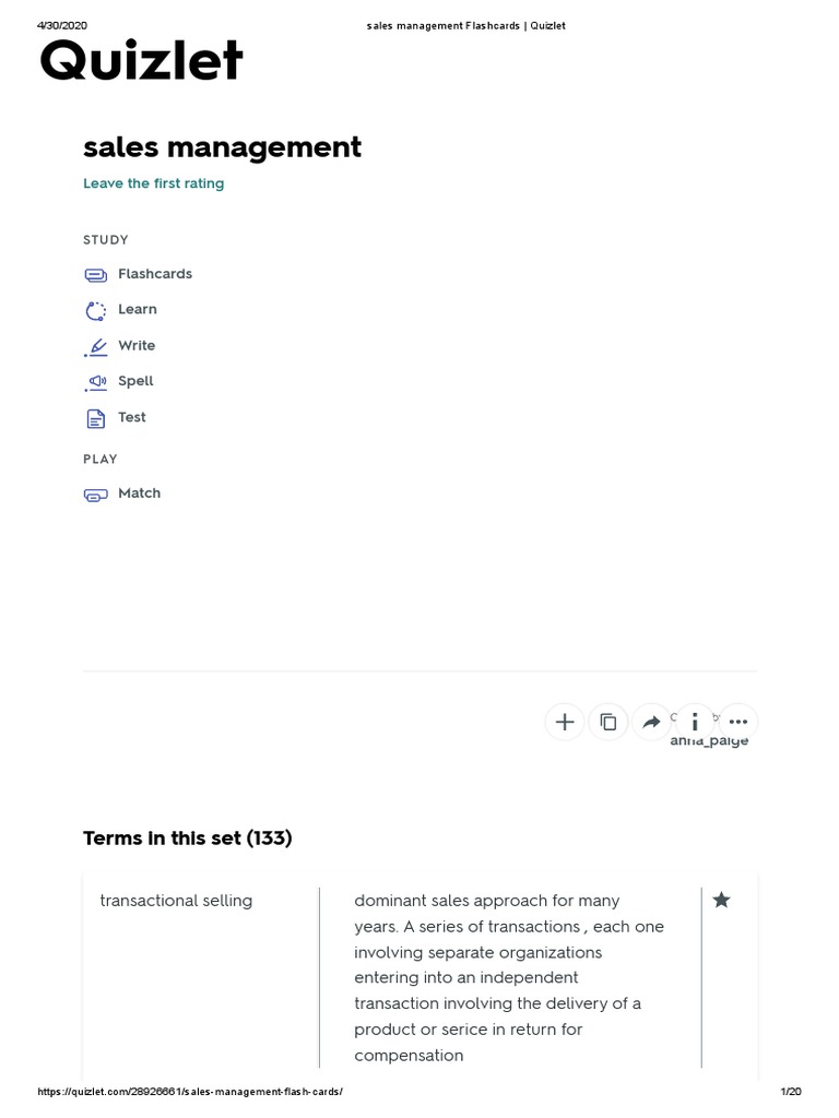 Sales Management Flashcards Quizlet3 Pdf Sales Customer