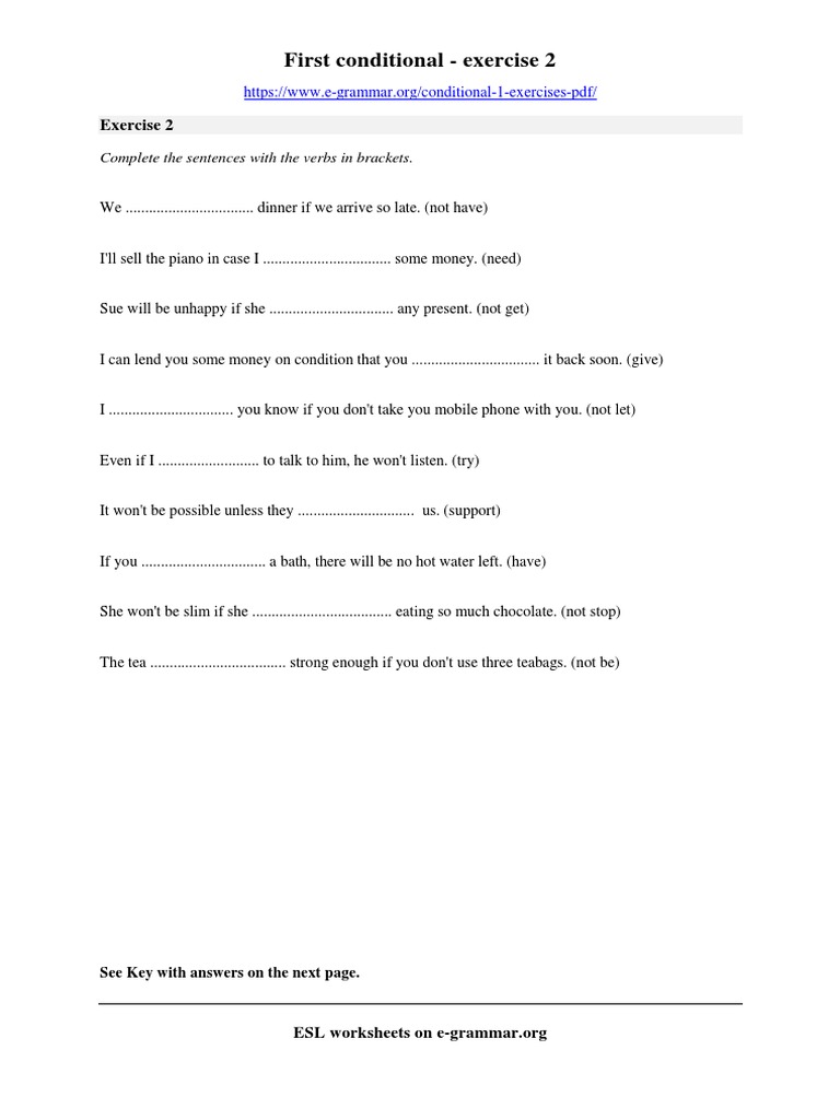 First Conditional Exercises with Answers | PDF