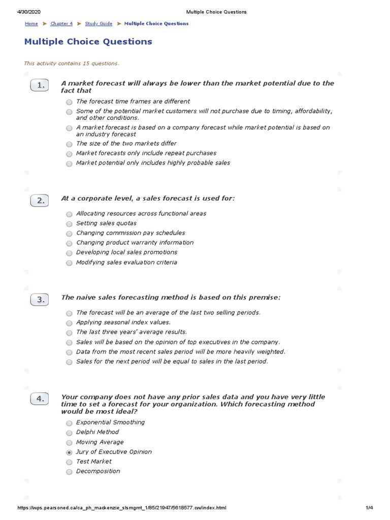 Multiple Choice Questions: This Activity Contains 15 Questions | PDF ...