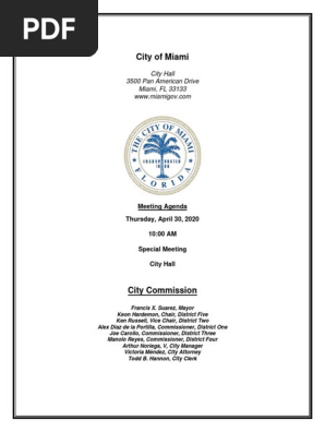City of Miami Commission Meeting Agenda for April 30