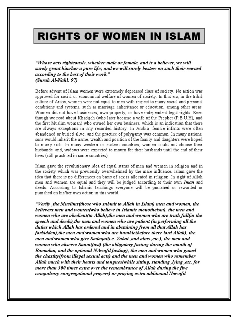Rights of Women | PDF | Wife | Jihad