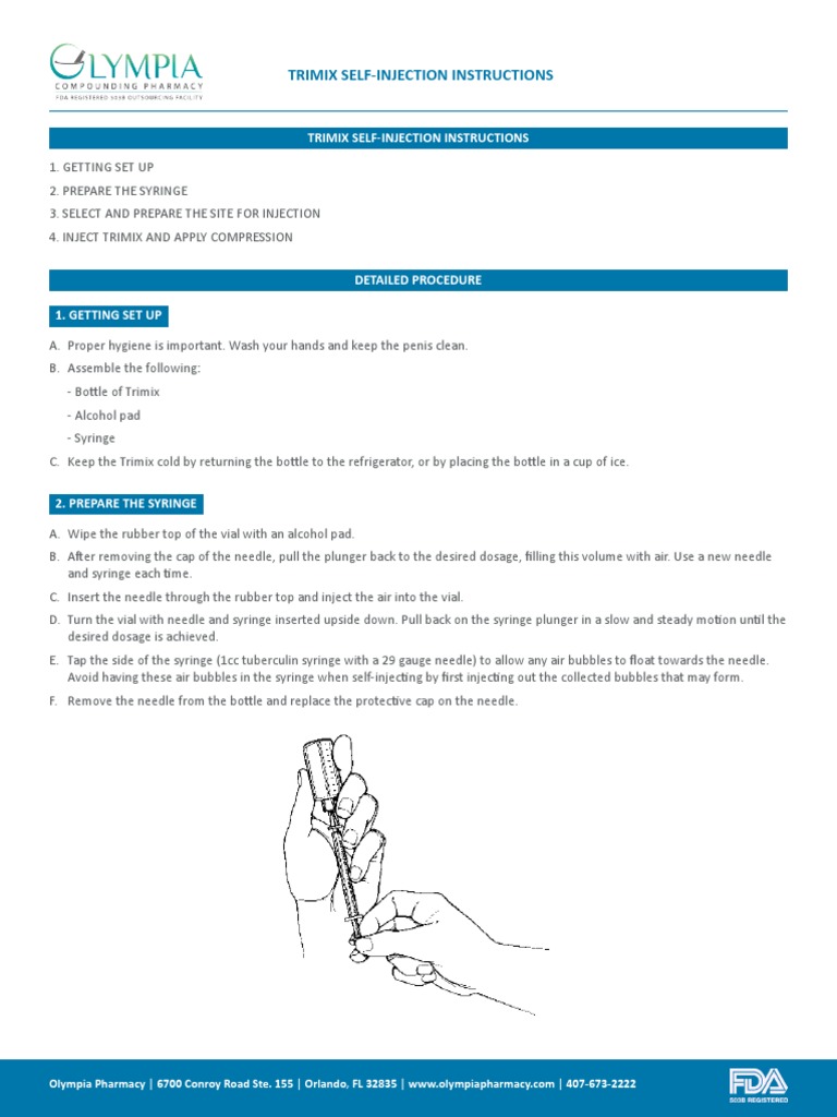 Trimix SelfInjection Instructions PDF Syringe Injection (Medicine)