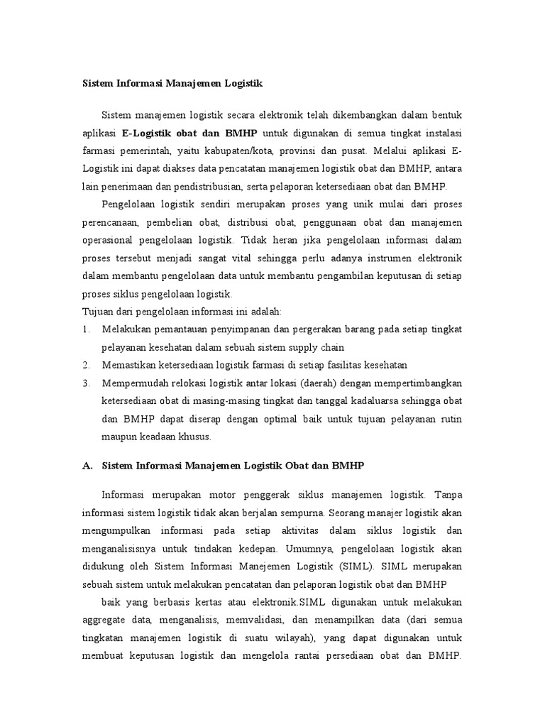 Sistem Informasi Manajemen Logistik Pdf