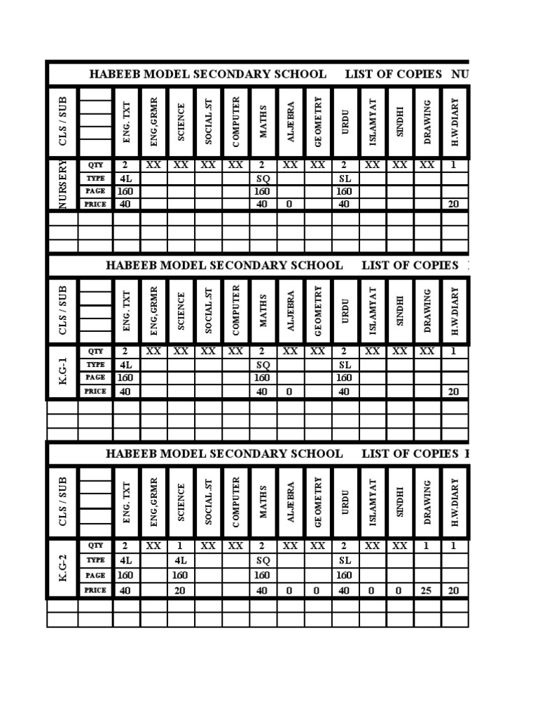 Habib Model School Book List | PDF