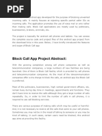 Block Call App Project Abstract