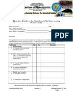 Observation Checklist On The Establishment of The School Learning Resource Center