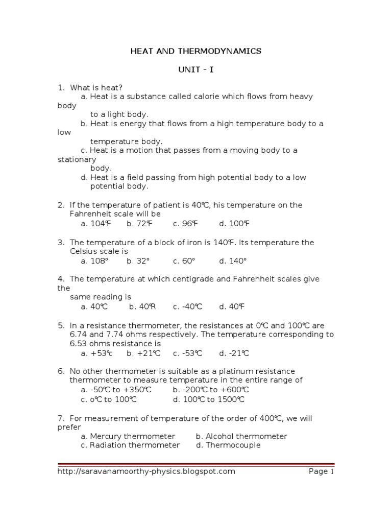Heat and Optics One Mark Questions PDF Lens (Optics) Gases