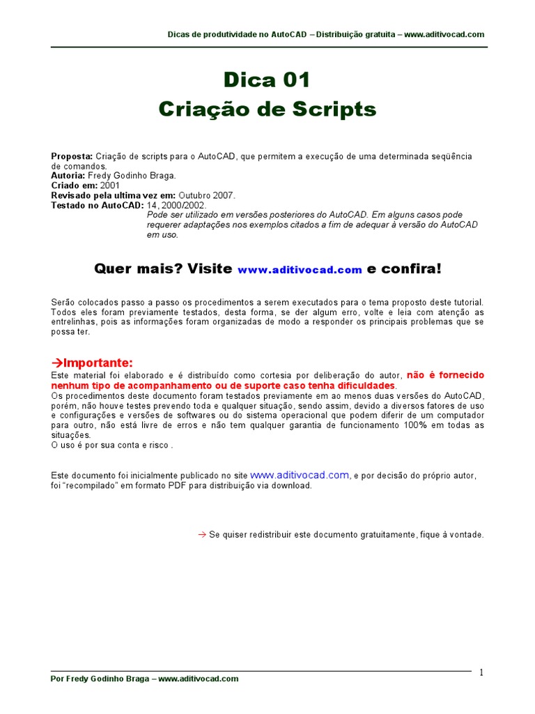 Scripts e Dicas no AutoCAD | PDF | Auto Cad | Linguagem de script