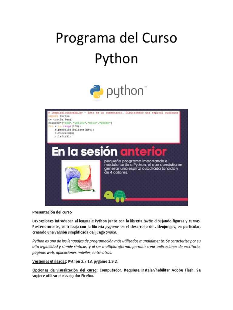Programa Curso Python | PDF | Python (lenguaje de programación ...