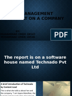 Management Report On A Company: BY: Muhammad Omer 18537 Muhamaad Umer 18536
