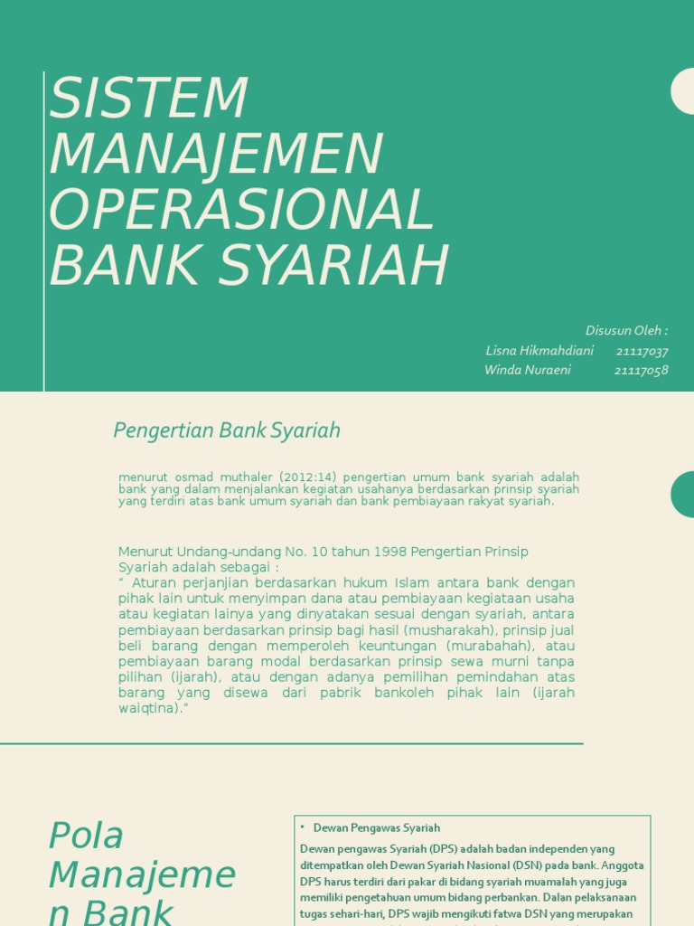 Sistem Manajemen Operasional Bank Syariah Pdf