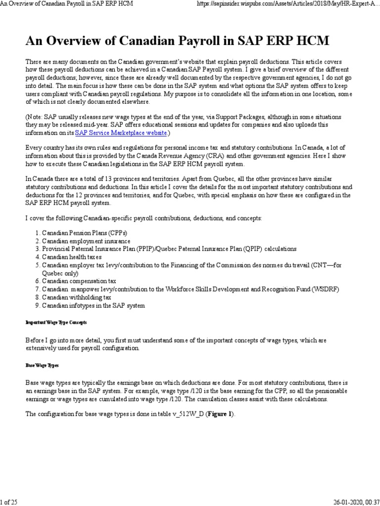 Overview of Canadian Payroll PDF Payroll Payroll Tax