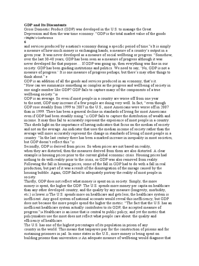 Rethinking GDP as Progress Measure | PDF | Gross Domestic Product ...