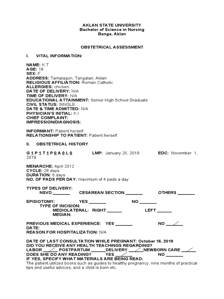 Obstetrical Assessment for Nursing Student | PDF | Glycated Hemoglobin ...