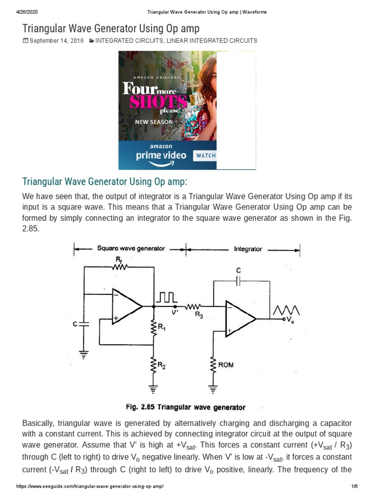 Triangular Wave Generator Using Op Amp Waveforms PDF Amplifier