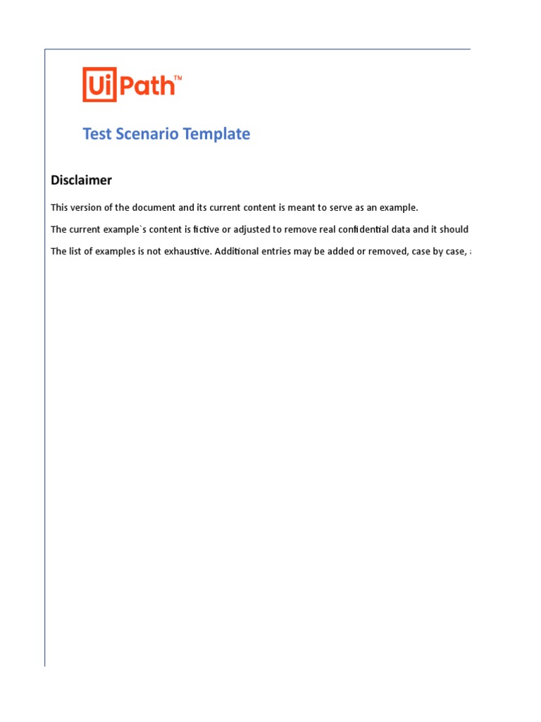 Test Scenario Template for RPA | PDF