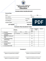 Evaluation Sheet SHS 