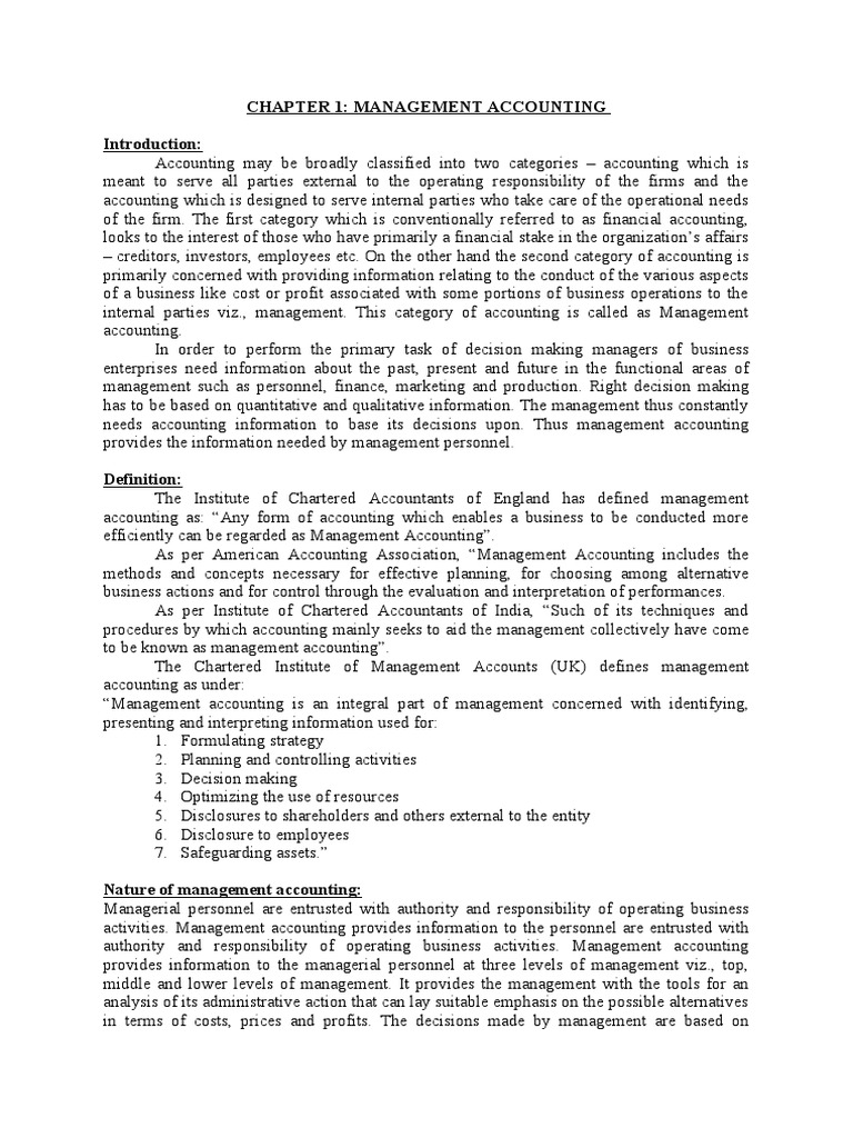 Overview of Management Accounting | PDF | Management Accounting | Cost ...