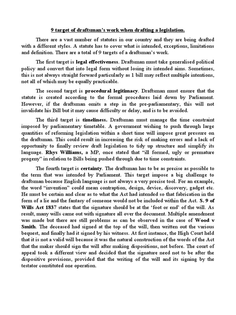 Drafting A Legislation PDF Will And Testament Government