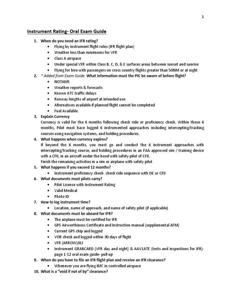 FAA Instrument Rating Oral Exam Prep PDF Instrument Flight Rules