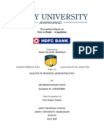 New To Bank - Acquisition: Dissertation Report On