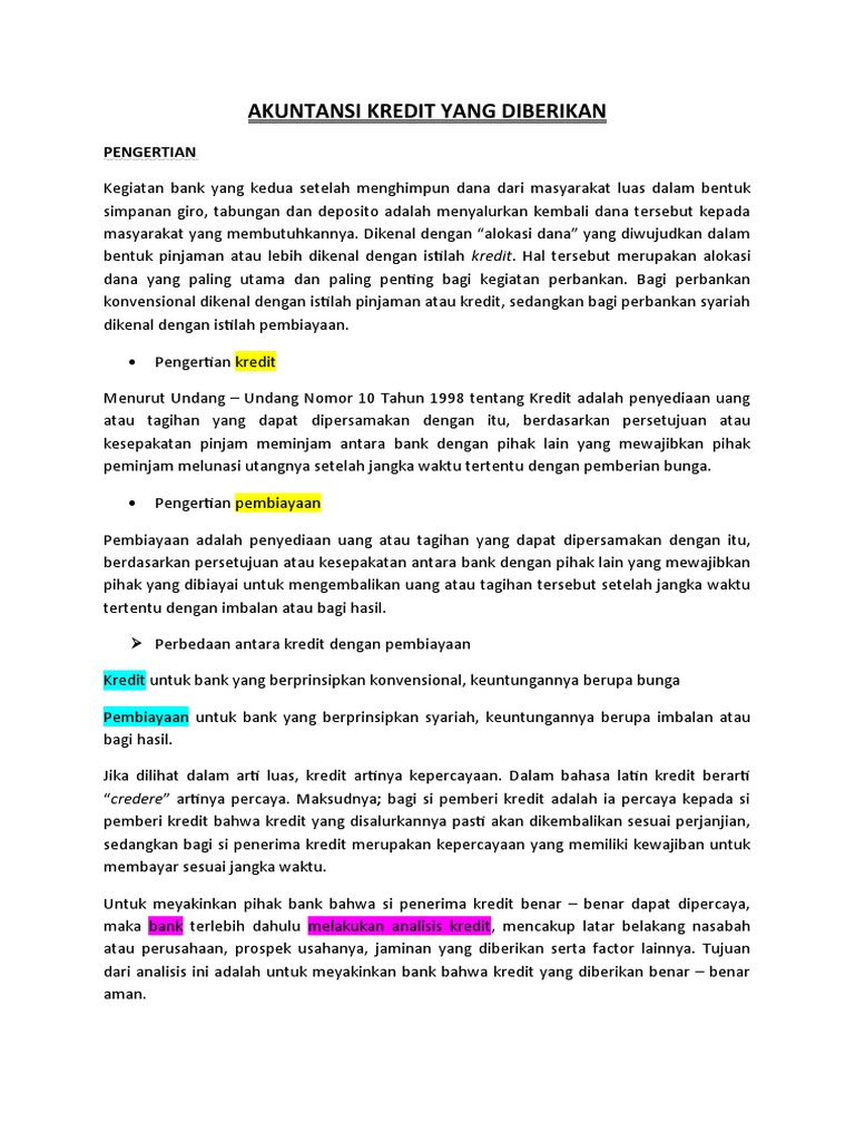 Materi Akuntansi Kredit Yang Diberikan Pdf