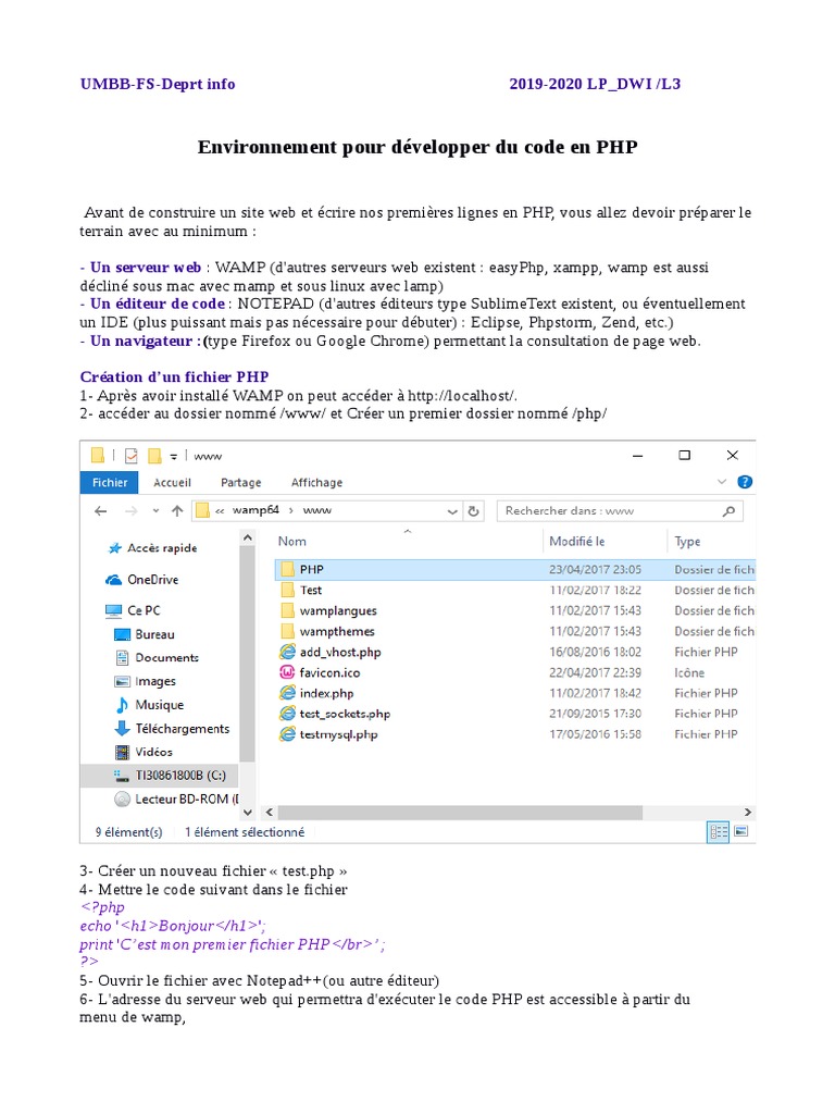 Développement PHP pour débutants | PDF | PHP | Outil de développement ...