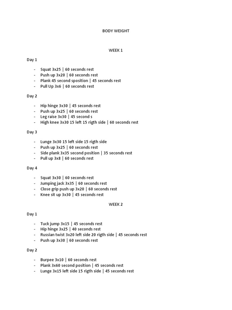 12 Week Bodyweight Program | PDF | Knee | Recreation