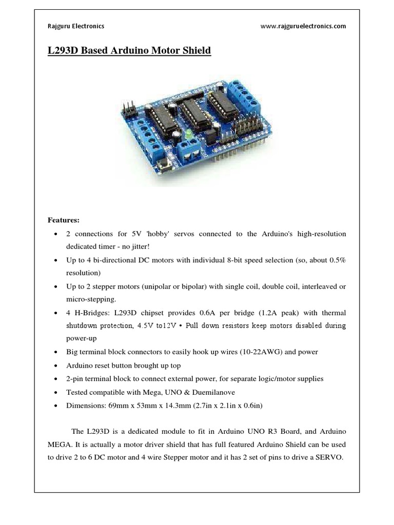 L293d Based Arduino Motor Shield PDF Electric Motor, 60 OFF