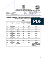 Documents Required For Admissions To Engineering, Pharmacy, Agriculture, Fisheries and Dairy Technology Courses Table-A