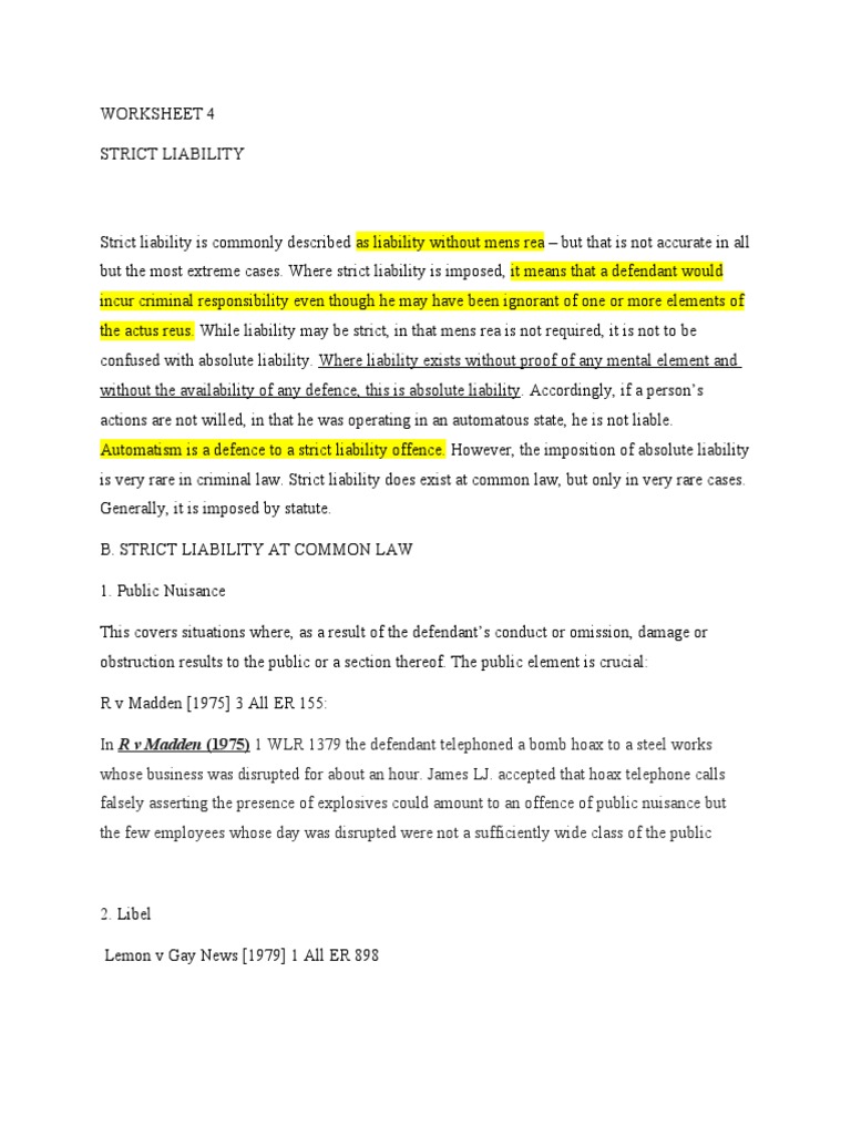 Strict Liability in Criminal Law | PDF | Mens Rea | Strict Liability