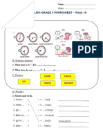 English Grade 4 Worksheet - Week 19: I. Language Focus