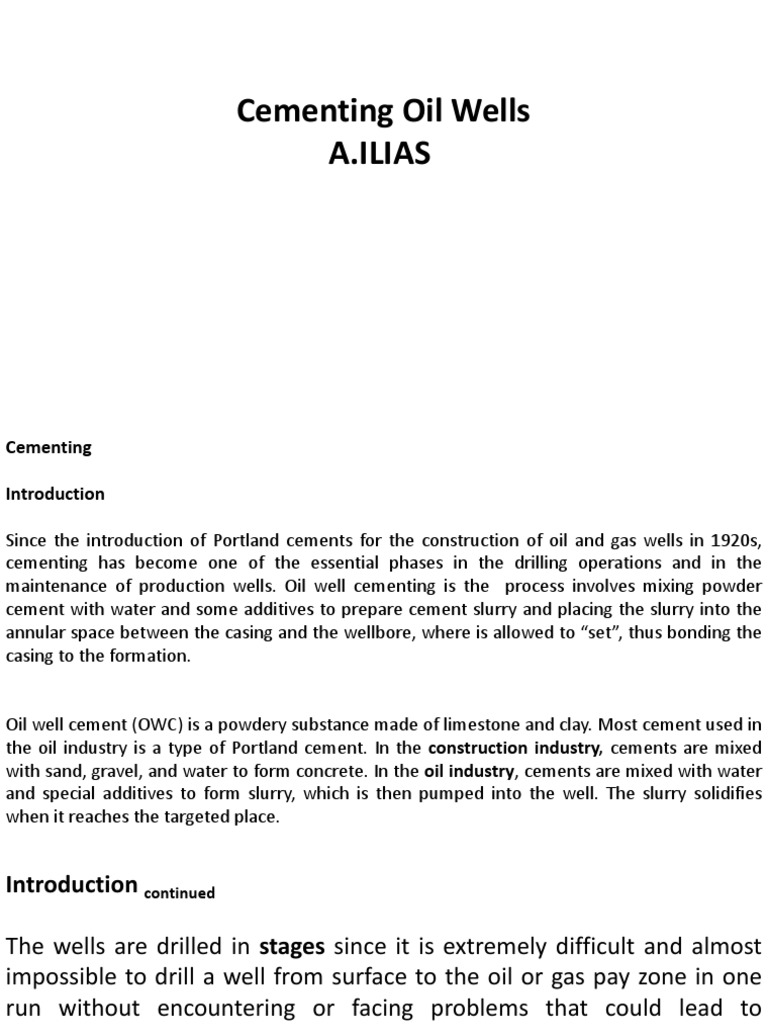 Cementing Presentation 1 PDF | PDF | Casing (Borehole) | Oil Well