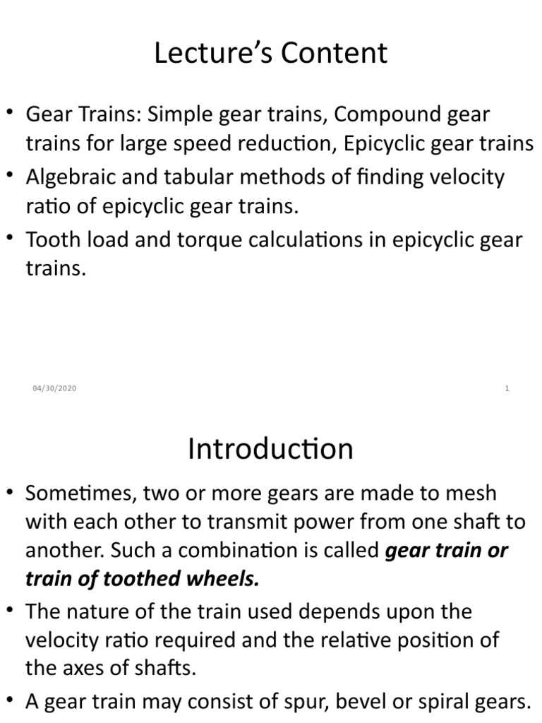Lecture 4 PDF Gear Machines