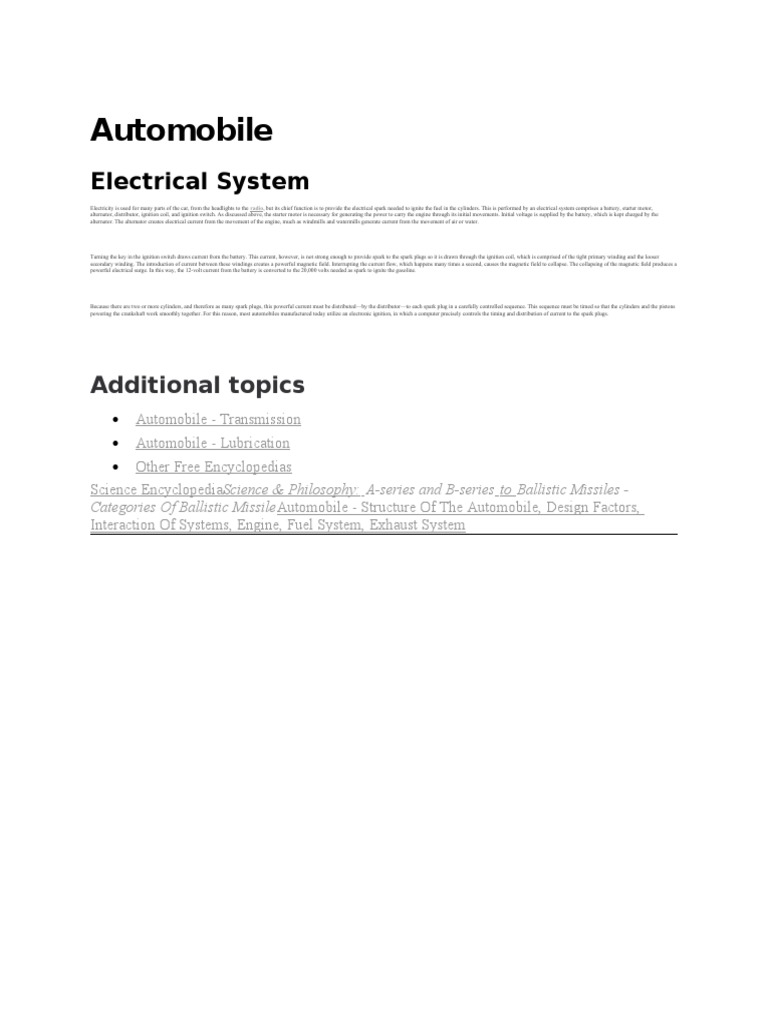 Understanding Automobile Electrical Systems | PDF | Technology ...