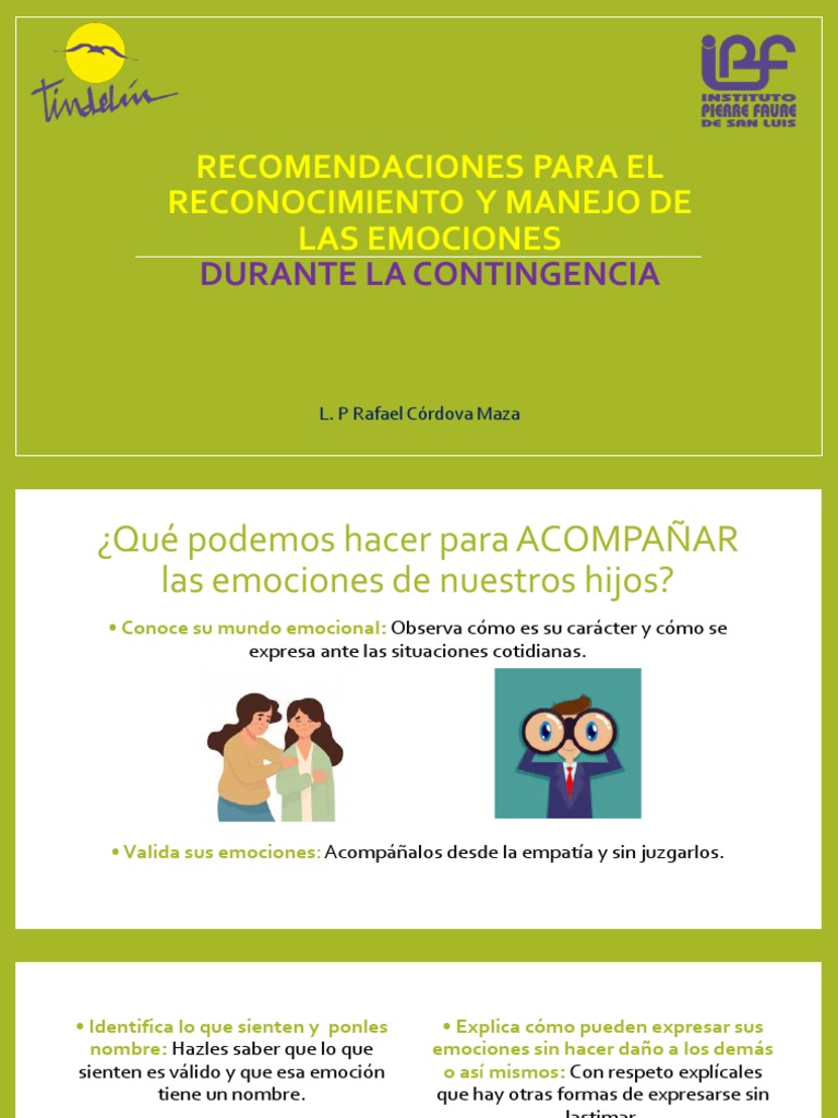 Recomendaciones para El Reconocimiento y Manejo de Las Emociones | PDF ...