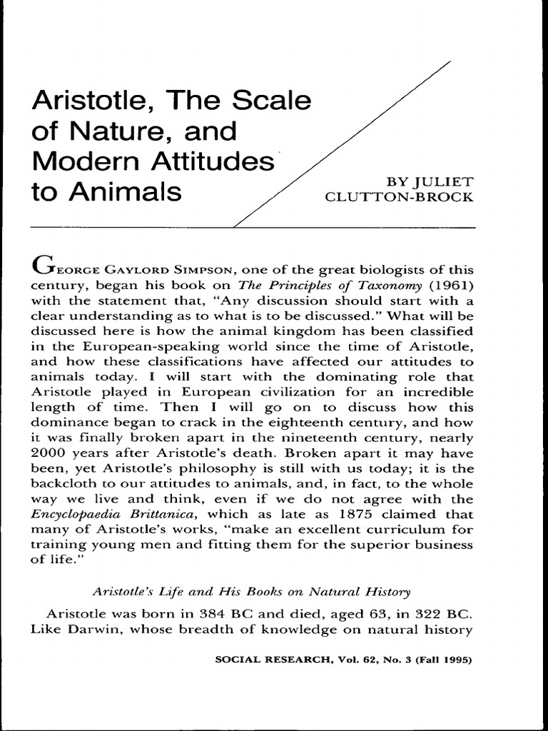Aristotle's Influence on Animal Classification | PDF | On The Origin Of ...