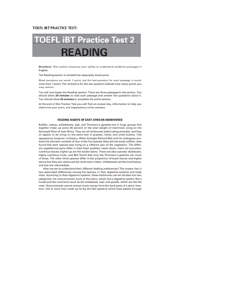 TOEFL IBT Practice Test PDF | PDF