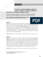 Descripción Del Estado de Salud de Indígenas Huitoto y Embera de Florencia, Caquetá A Través de Pruebas de Laboratorio, en El Primer Período de 2012