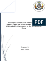 The Impact of Teachers' Feedback On The Development and Improvement of Students' Writing in EFL Classrooms at The University of Basra