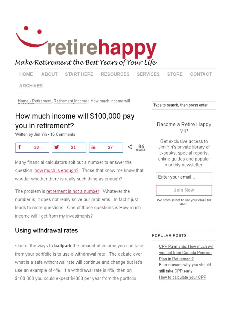 How Much Income Will $100,000 Portfolio Pay Me | PDF | Retirement | Taxes