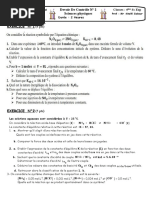 Chimie: Lycée de L'environnement Devoir de Contrôle #2 Sciences Physiques