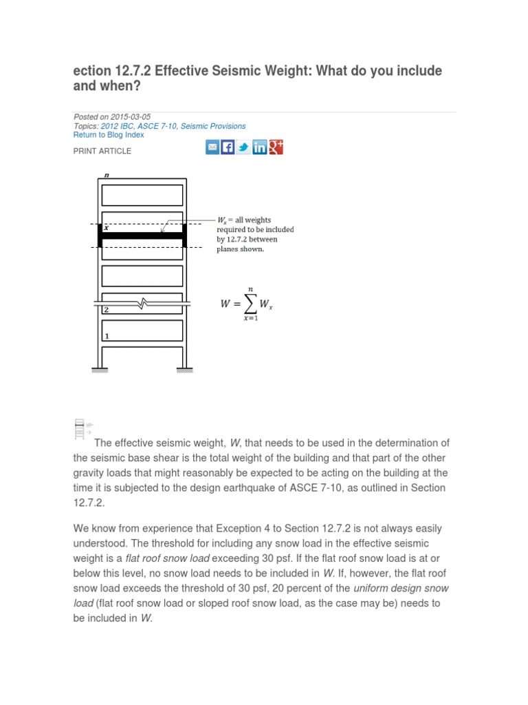Ection 12.7.2 Effective Seismic Weight: What Do You Include and When ...