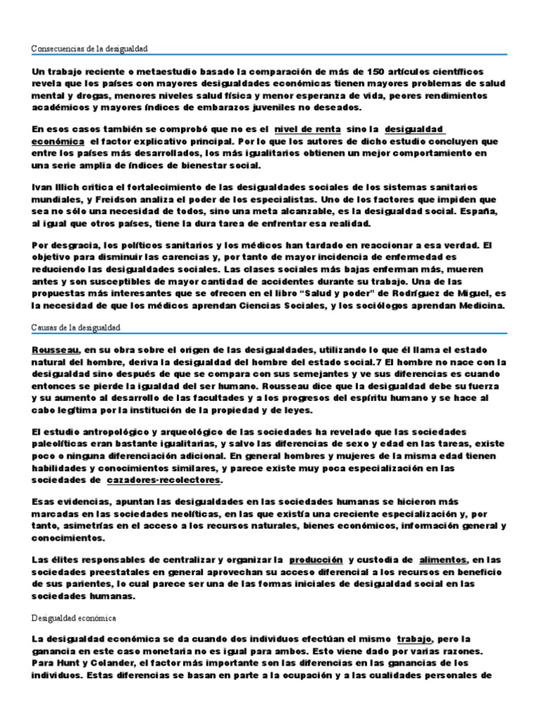 Consecuencias de la Desigualdad Social | PDF | Desigualdad social ...