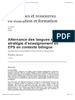 Alternance Des Langues Et Stratégie D'enseignement en EPS en Contexte Bilingue