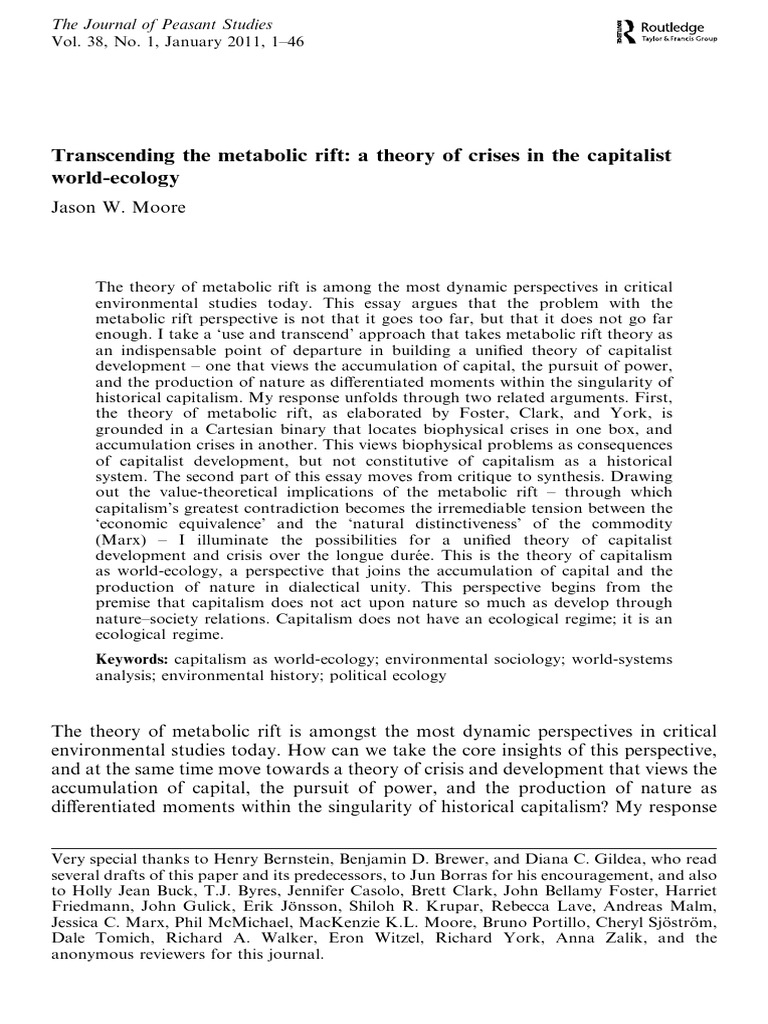 Transcending The Metabolic Rift | PDF | Capitalism | Economies