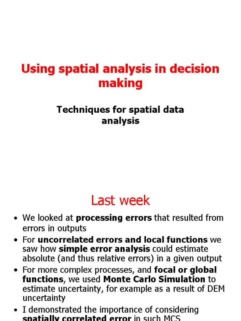 Spatial Analysis for Decision Making | PDF | Sensitivity Analysis ...