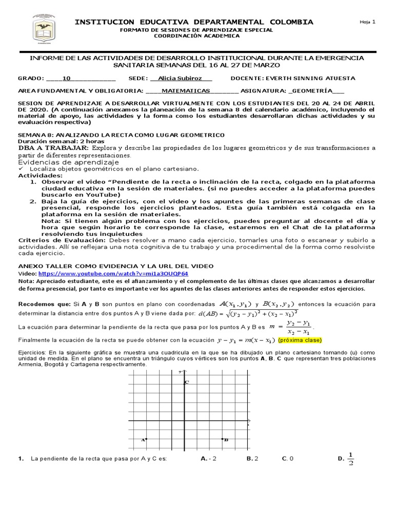 Actividades de Geometría en Línea | PDF | Línea (geometría) | Geometria ...