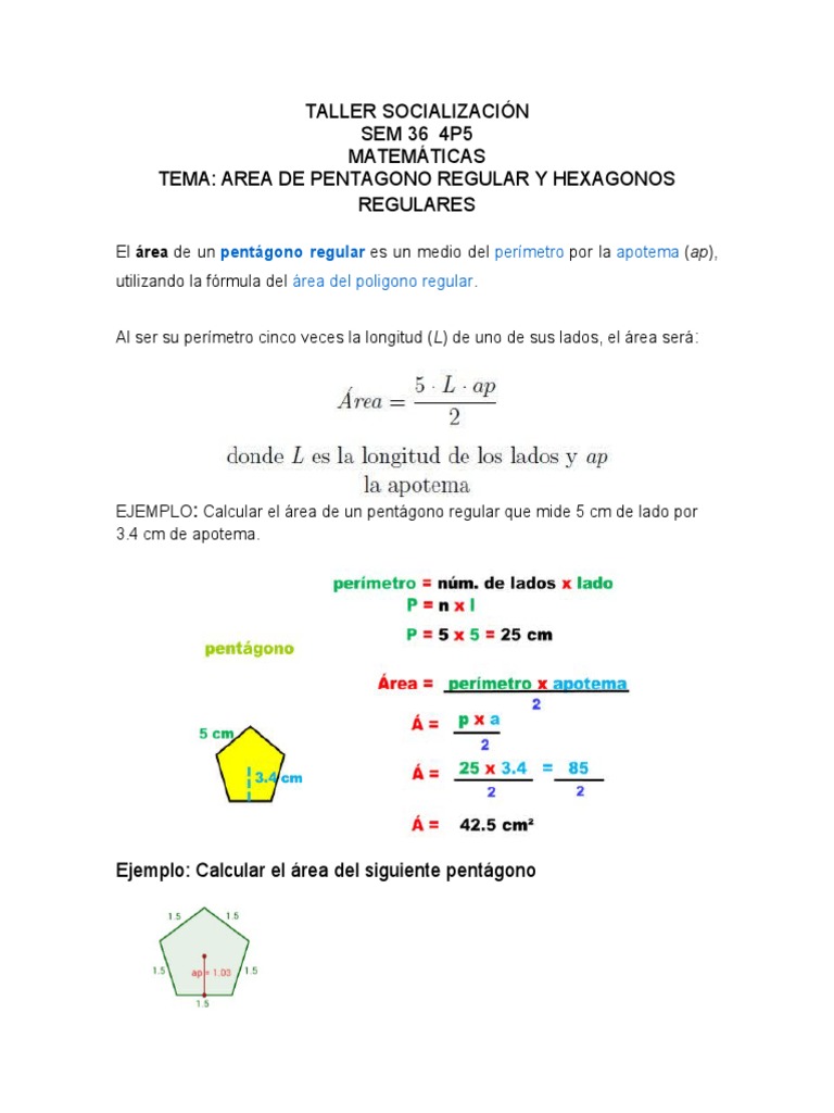Como Hallar El Perimetro De Un Pentagono Regular