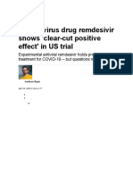 Coronavirus Drug Remdesivir Shows 'Clear-Cut Positive Effect' in US Trial